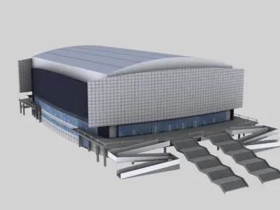 Stadium curling center Low-poly 3D model