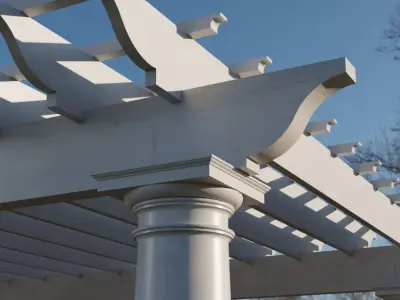 wooden pergola with classic columns gazebo 3D model