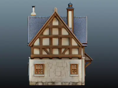 Mediaval fantasy stone house High-Poly 3D model