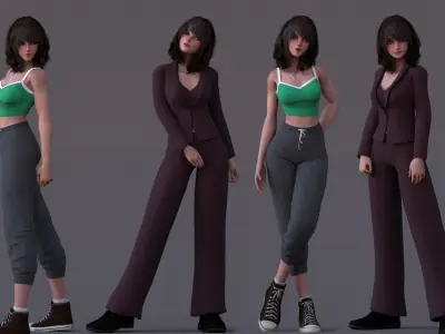 Angela Cartoon Girl Outfit 2 Low-poly 3D model