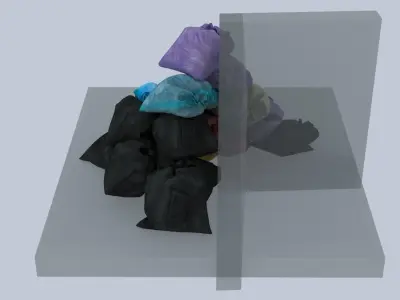 Small Garbage bags pile in street corner 3D model