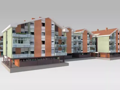 Suburban Condos 3 Low-poly 3D model