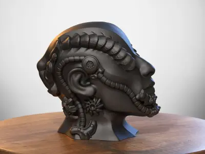 Robot human bust Headphone Stand Cyborg Robot human bust  3D print model
