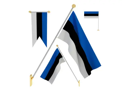 Flags of Estonia 3D model
