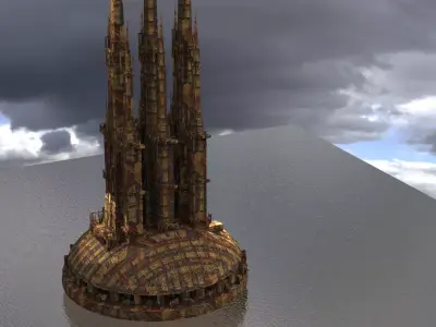 Sci-Fi Dome Tower big complex structure 3D model