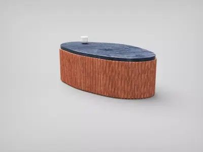 Table modern marble wood style decor 3D model
