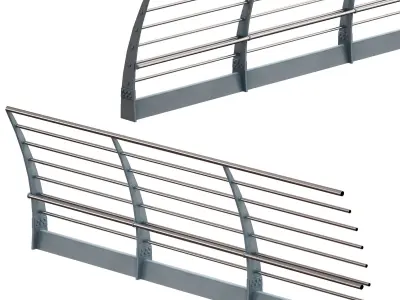 Metal bridge deck fencing of the embankment 3D model