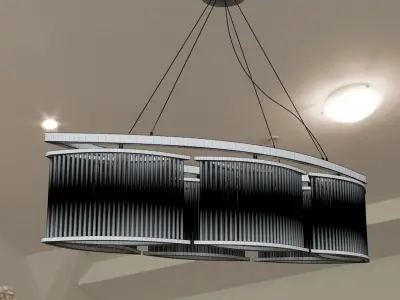 Designer chandelier STILIO LONG by Romatti Chrome 3D model