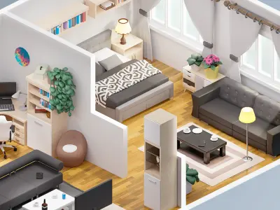 Room 46 Low-poly 3D model