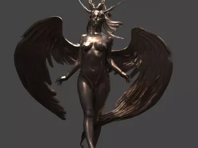 Angel Female statue wings 2  3D model