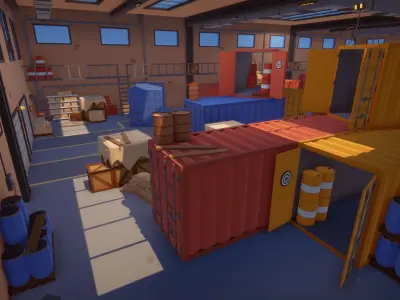 Low Poly FPS Bundle - Shooter Maps and Weapons Low-poly 3D model