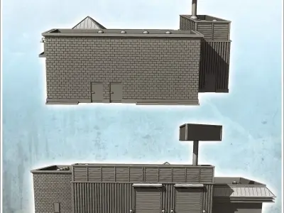 Large modern restaurant with large windows and advertising sign  3D print model