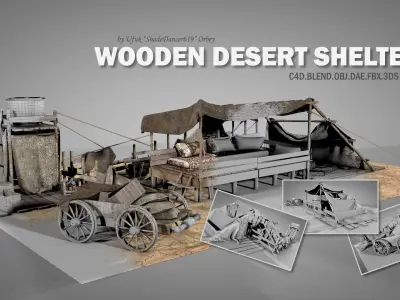 Wooden Desert Shelter 3D model