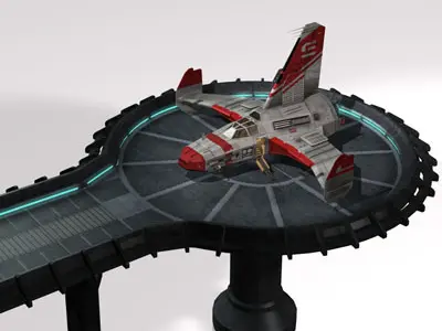 Spaceship with landing dock 3D model