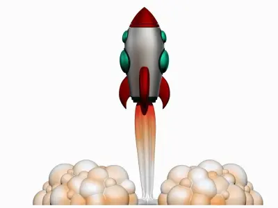 Rocket with smoke 3D print model