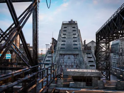 INDUSTRIAL SCIFI BUILDING 04 Low-poly 3D model