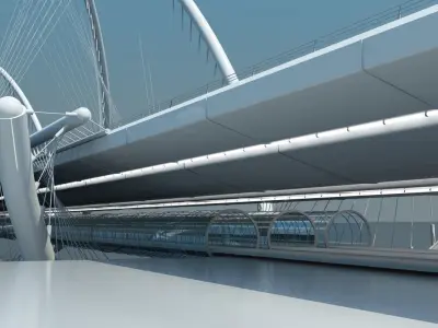Futuristic Suspension Bridge 1 3D model