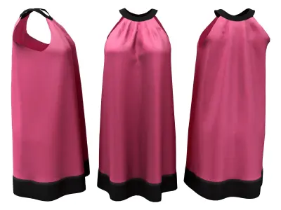 Ladies Neck Shift Dress Low-poly 3D model