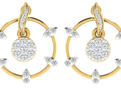 Women Pendant Earring Sets 3dm STL OBJ FBX Renders Details 3D print model 12