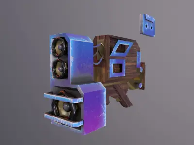 Dubstep gun sci fi  game ready low poly pbr 3d model Low-poly 3D model