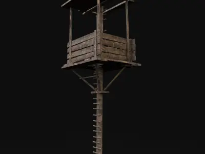 Next Gen AAA Fantasy Wooden Watchtower Low-poly 3D model