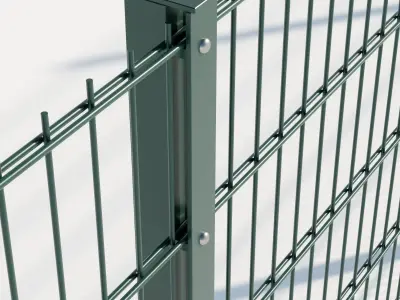 Procedural Double Wire Fence 3D model