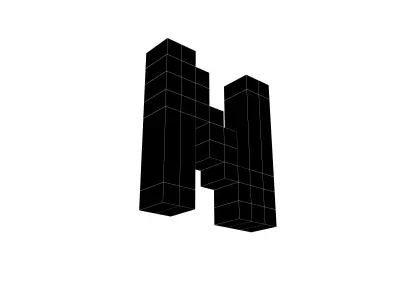 Pixel Font N v1 001 Low-poly 3D model