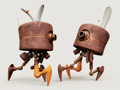 Crawler Robot Rigged Low-poly 3D model