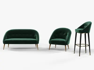 Brabbu Malay armchair sofa and bar chair 3D model