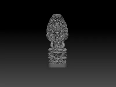 buddha with jewelery meditation under 7 heads dragon style 3D print model