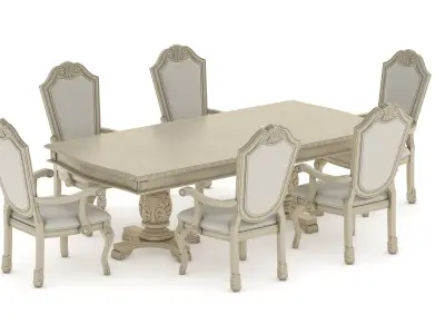 Suzi 7 Pieces Extendable Dining Set Astoria Grand Set 3D model