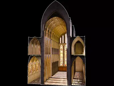 Cathedral FULL Gothic Nave  Low-poly 3D model