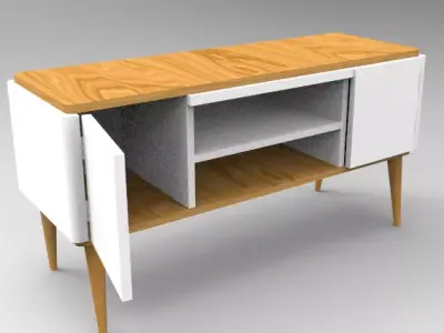  TV stand 2 white doors type Hansel Scandinavian brand 3D model