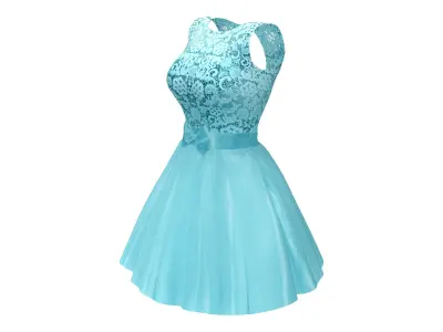 Rockabilly Bride Dress Low-poly 3D model