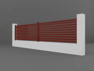Fence with slats Low-poly 3D model