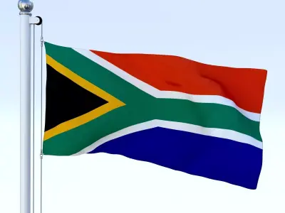 Animated South Africa Flag Low-poly 3D model