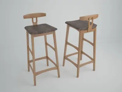 JATI WOOD STOOL Low-poly 3D model