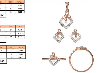 Light wt Ring Earrings Pendant set 3dm stl 1-render details 3D print model 17
