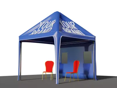 BRANDING STAND with chair 3D model