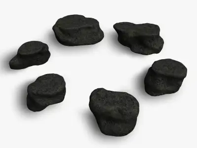Short Flat Rocks - Cave 2 Low-poly 3D model