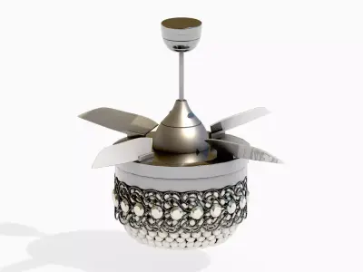 Modern Crystal Ceiling Fan Low-poly 3D model