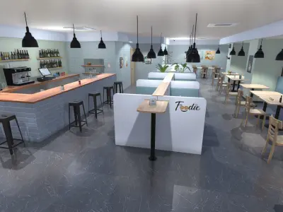 Foodie restaurant Low-poly 3D model