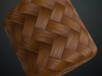 Natural Diagonal Wicker Weave PBR Seamless Texture