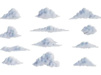 Clouds Pack - 12 in 1 Low-poly 3D model