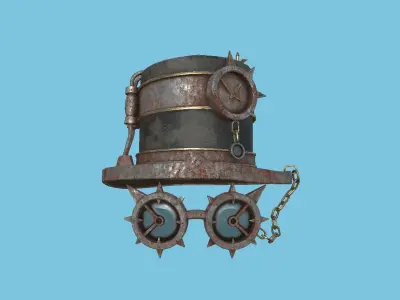 Steampunk Hat 04 Destroyed Rust - SciFi Character Design Low-poly 3D model