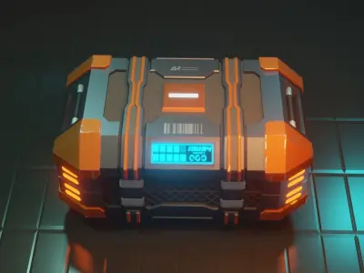 Sci-fi Crate with Surface Scratches Low-poly 3D model