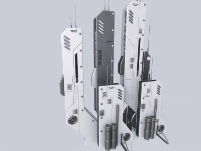 Futuristic building Low-poly 3D model get