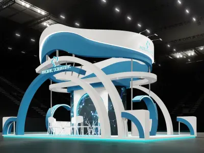 booth 9x6 white and blue 3D model
