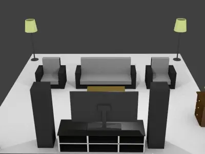Living room furnitures Free low-poly 3D model