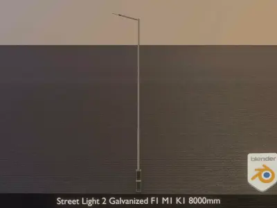 Street Light 2 Galvanized F1 M1 K1 8000mm Low-poly 3D model